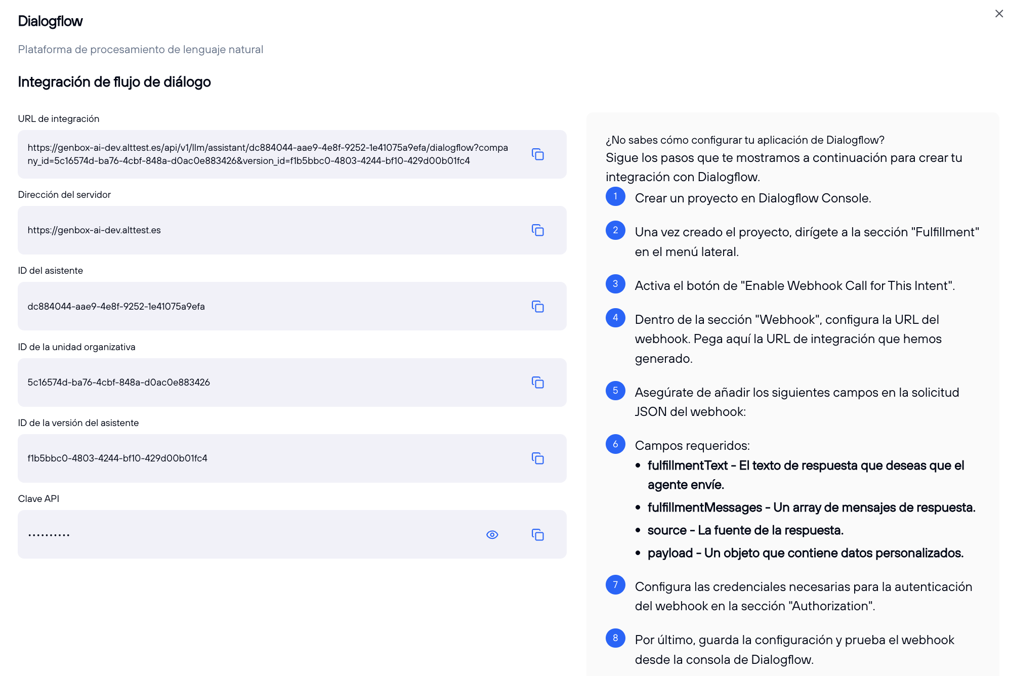 Integración Dialogflow