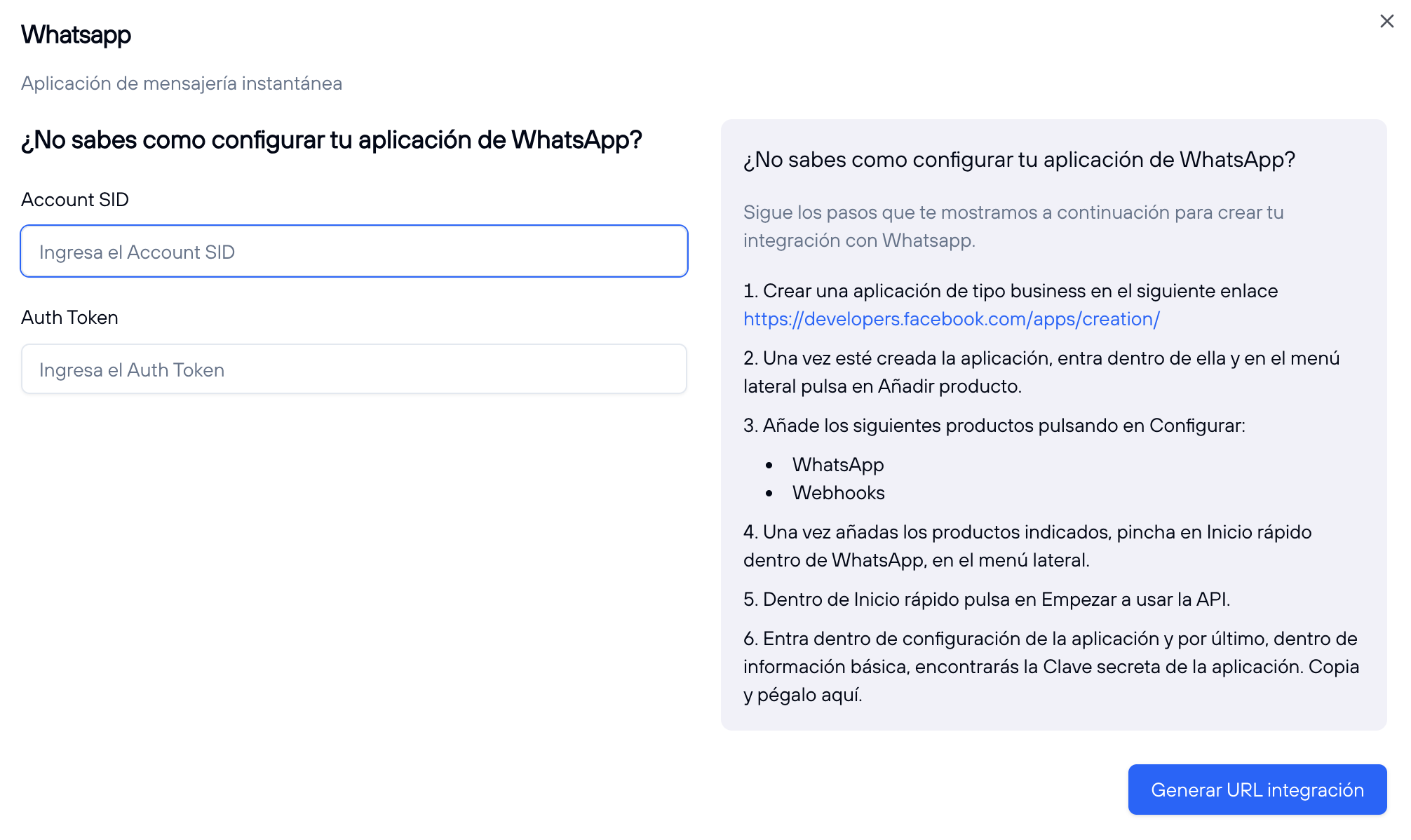 Integración WhatsApp