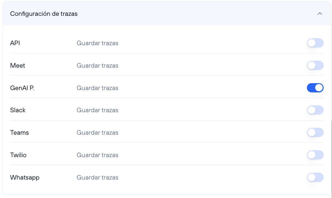 Configuración de trazas