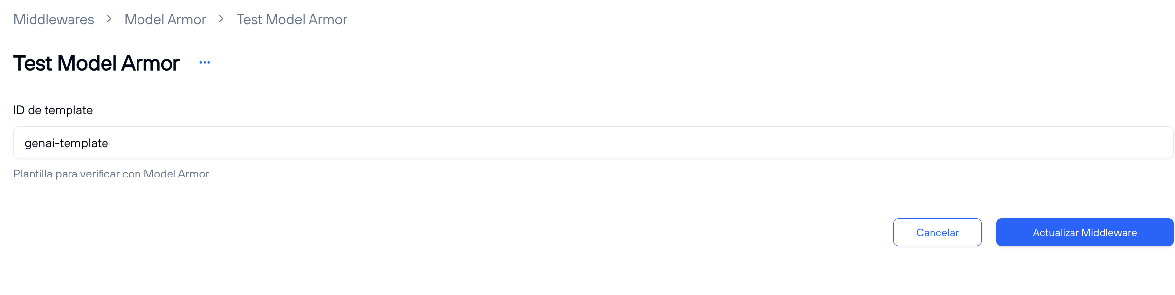 Configuración del middleware Model Armor