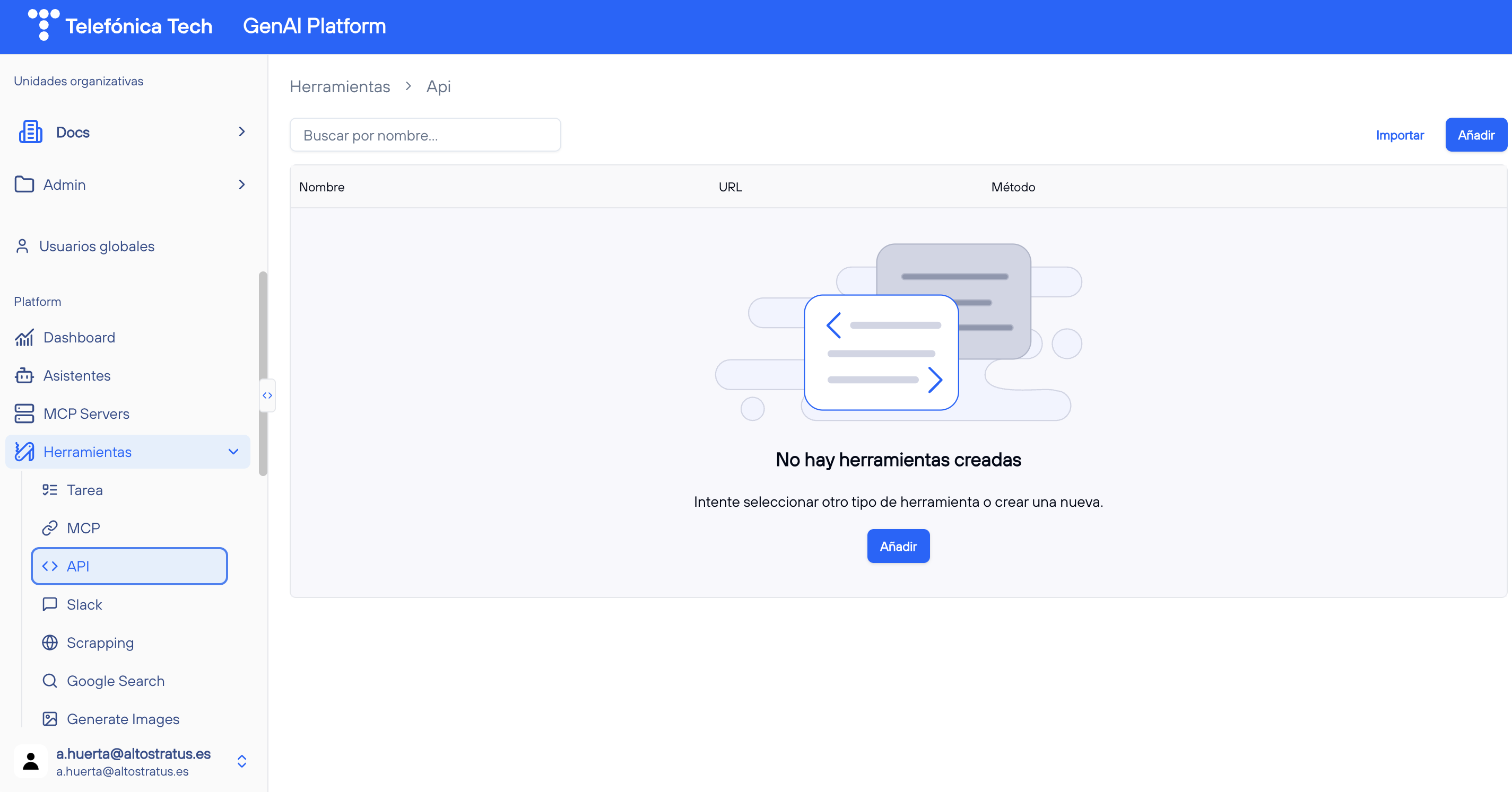 Listado de Herramientas vacío