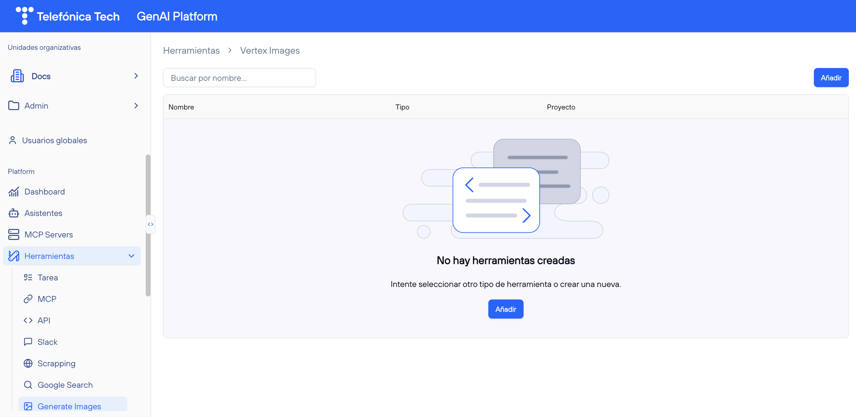 Listado de Herramientas vacío