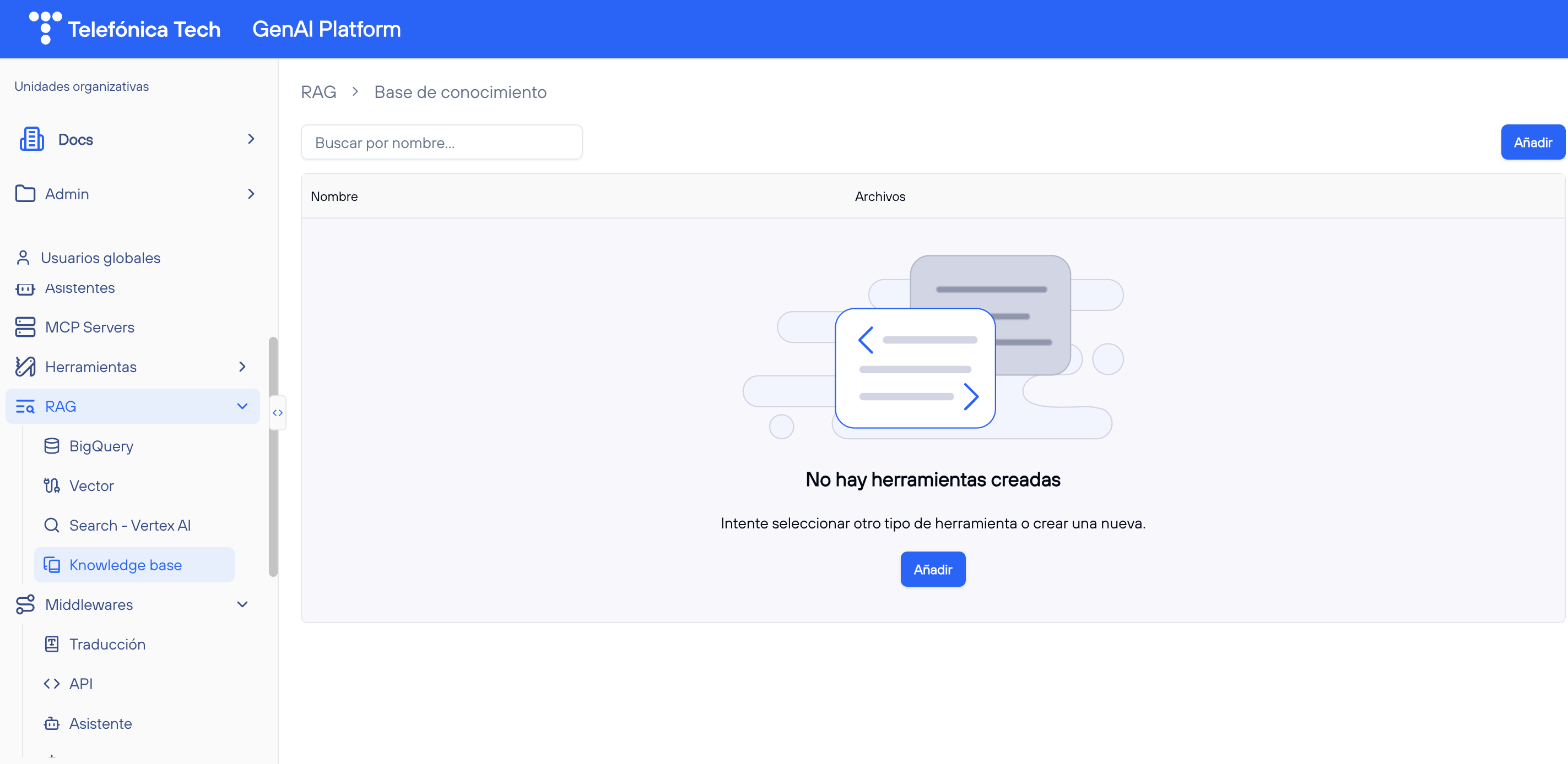 Listado de Herramientas Fuente de datos vacío