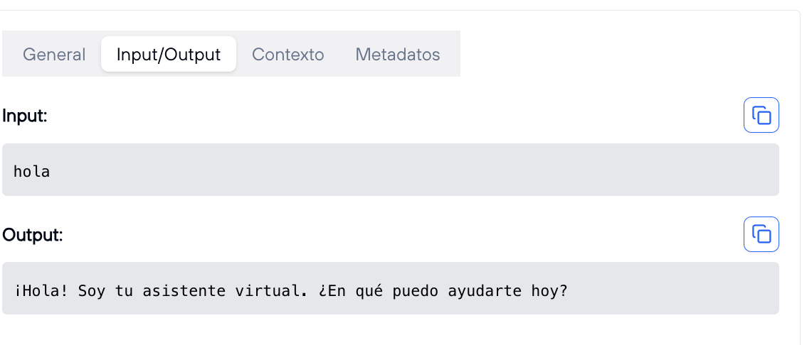 Pestaña Input/Output de detalles